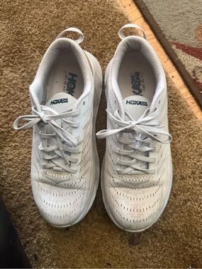 Hoka One One White Lace-Up Mesh Trainers